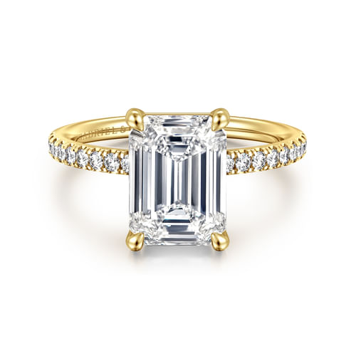 14K Yellow Gold Emerald Cut Diamond Engagement Ring