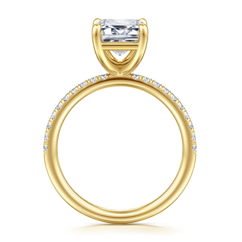 14K Yellow Gold Emerald Cut Diamond Engagement Ring
