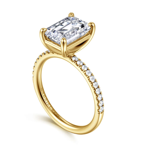 14K Yellow Gold Emerald Cut Diamond Engagement Ring