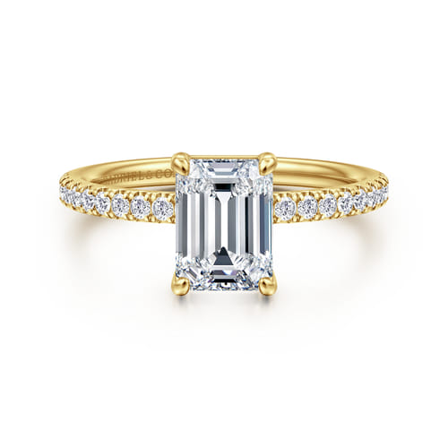 14K Yellow Gold Emerald Cut Diamond Engagement Ring