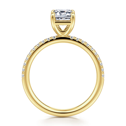 14K Yellow Gold Emerald Cut Diamond Engagement Ring