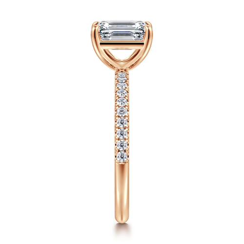 14K Yellow Gold Emerald Cut Diamond Engagement Ring