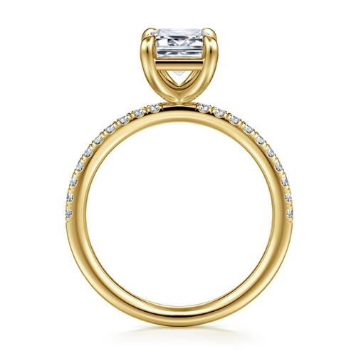 14K Yellow Gold Emerald Cut Diamond Engagement Ring