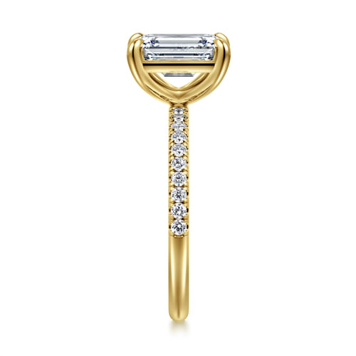 14K Yellow Gold Emerald Cut Diamond Engagement Ring
