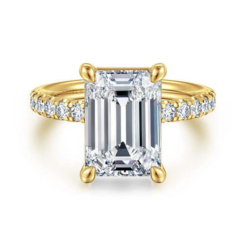 14K Yellow Gold Emerald Cut Diamond Engagement Ring