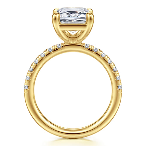 14K Yellow Gold Emerald Cut Diamond Engagement Ring