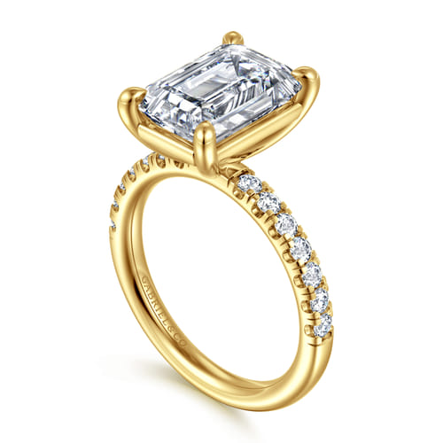 14K Yellow Gold Emerald Cut Diamond Engagement Ring