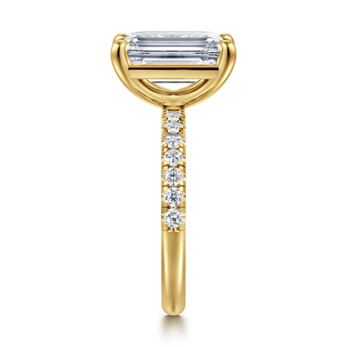 14K Yellow Gold Emerald Cut Diamond Engagement Ring