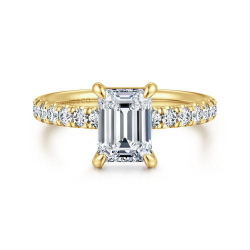 14K Yellow Gold Emerald Cut Diamond Engagement Ring