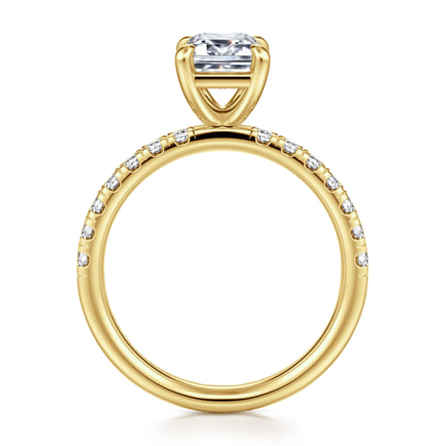 14K Yellow Gold Emerald Cut Diamond Engagement Ring