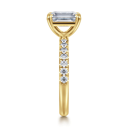 14K Yellow Gold Emerald Cut Diamond Engagement Ring