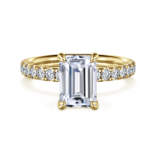 14K Yellow Gold Emerald Cut Diamond Engagement Ring