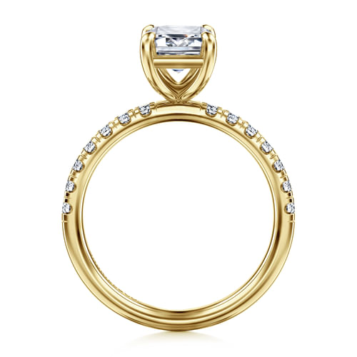 14K Yellow Gold Emerald Cut Diamond Engagement Ring