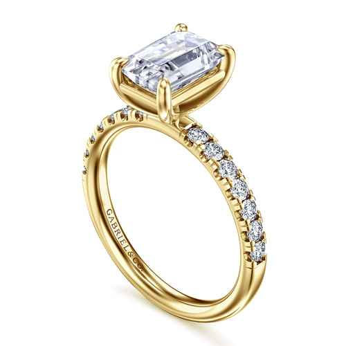 14K Yellow Gold Emerald Cut Diamond Engagement Ring