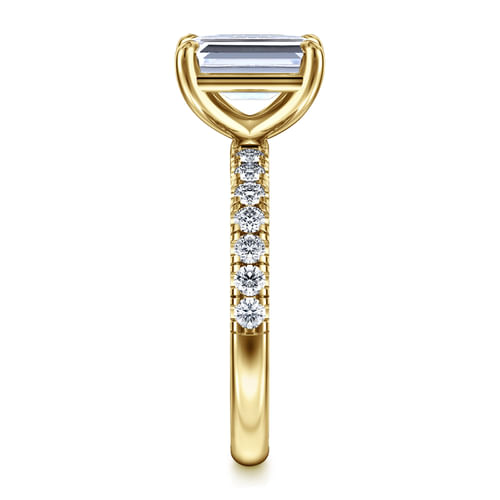 14K Yellow Gold Emerald Cut Diamond Engagement Ring