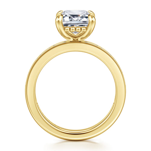 14K Yellow Gold Emerald Cut Diamond Engagement Ring