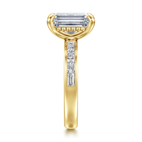 14K Yellow Gold Emerald Cut Diamond Engagement Ring