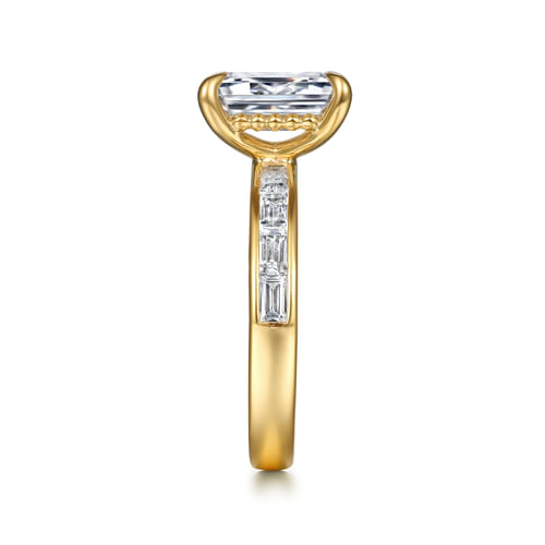 14K Yellow Gold Emerald Cut Diamond Engagement Ring