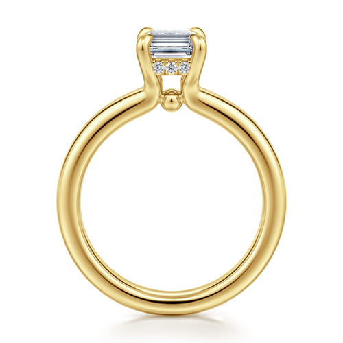 14K Yellow Gold Emerald Cut Diamond Engagement Ring