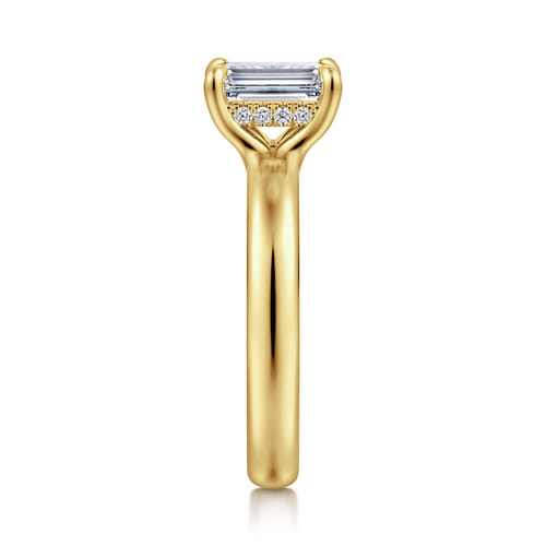 14K Yellow Gold Emerald Cut Diamond Engagement Ring