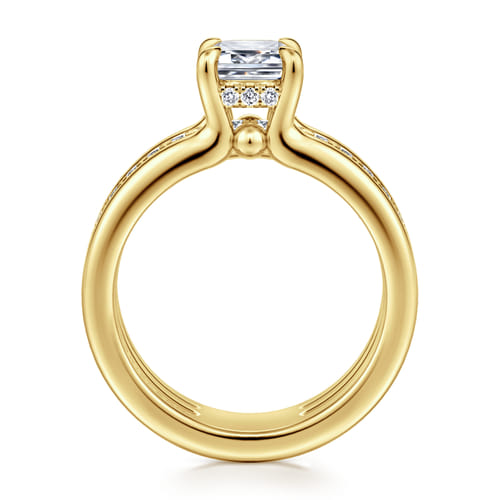 14K Yellow Gold Emerald Cut Diamond Engagement Ring