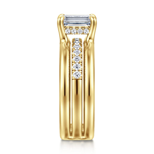 14K Yellow Gold Emerald Cut Diamond Engagement Ring