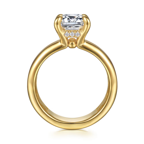 14K Yellow Gold Emerald Cut Diamond Engagement Ring