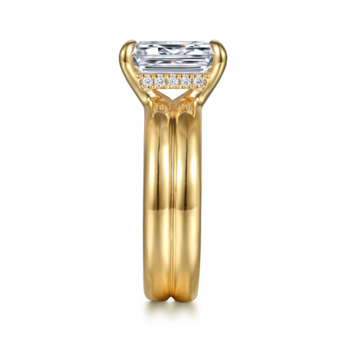 14K Yellow Gold Emerald Cut Diamond Engagement Ring