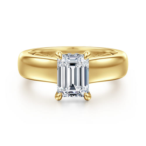 14K Yellow Gold Emerald Cut Diamond Engagement Ring