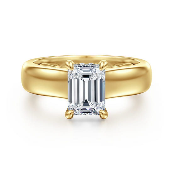Gabriel - 14K Yellow Gold Emerald Cut Diamond Engagement Ring