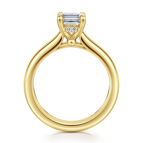 14K Yellow Gold Emerald Cut Diamond Engagement Ring