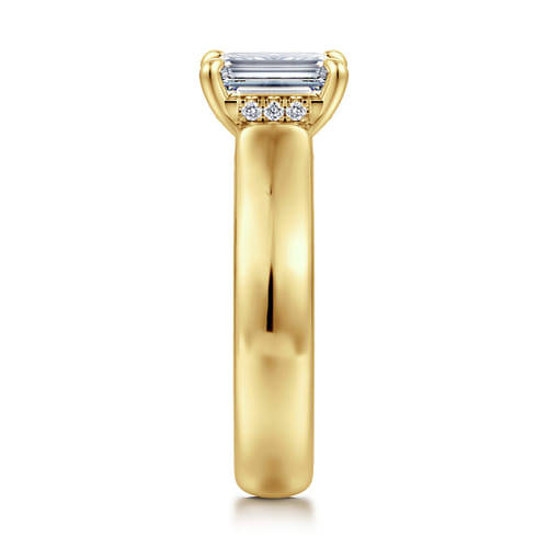 14K Yellow Gold Emerald Cut Diamond Engagement Ring