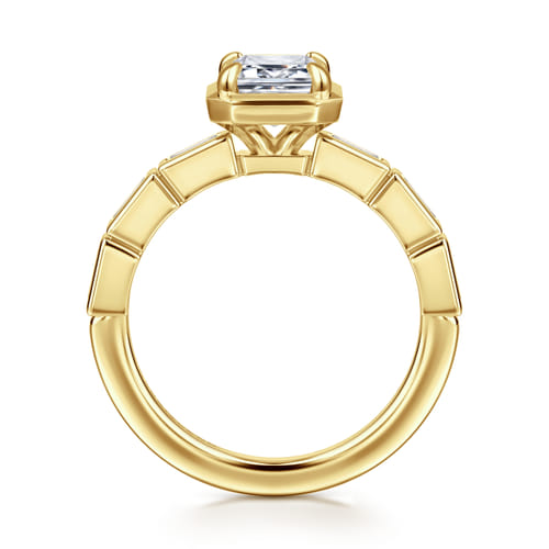 14K Yellow Gold Emerald Cut Diamond Engagement Ring