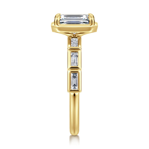 14K Yellow Gold Emerald Cut Diamond Engagement Ring