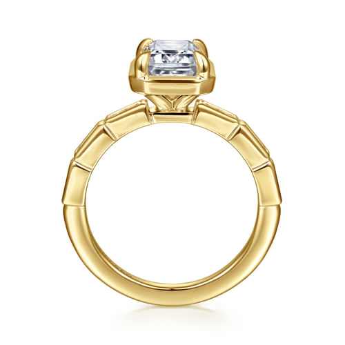 14K Yellow Gold Emerald Cut Diamond Engagement Ring