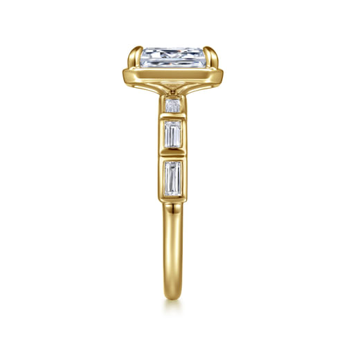 14K Yellow Gold Emerald Cut Diamond Engagement Ring