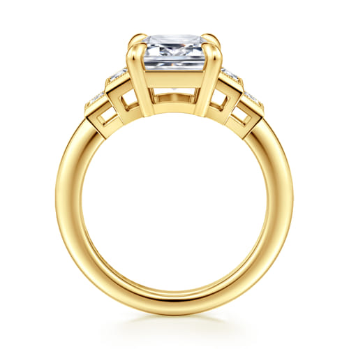 14K Yellow Gold Emerald Cut Diamond Engagement Ring