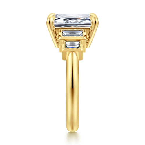 14K Yellow Gold Emerald Cut Diamond Engagement Ring