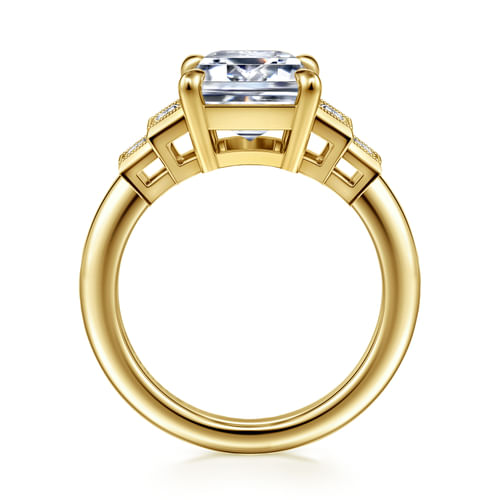 14K Yellow Gold Emerald Cut Diamond Engagement Ring