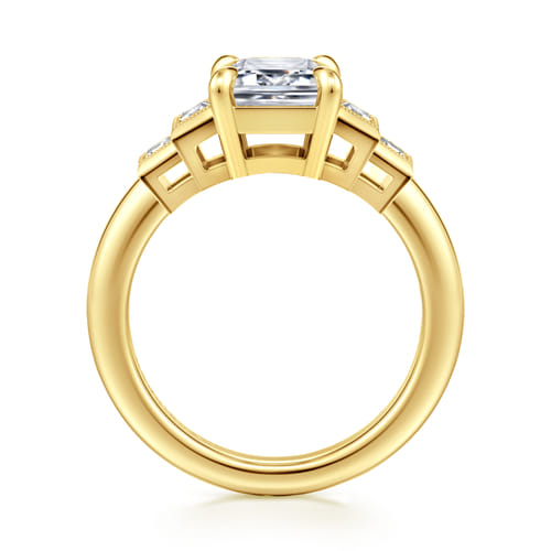 14K Yellow Gold Emerald Cut Diamond Engagement Ring