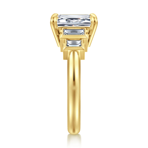 14K Yellow Gold Emerald Cut Diamond Engagement Ring