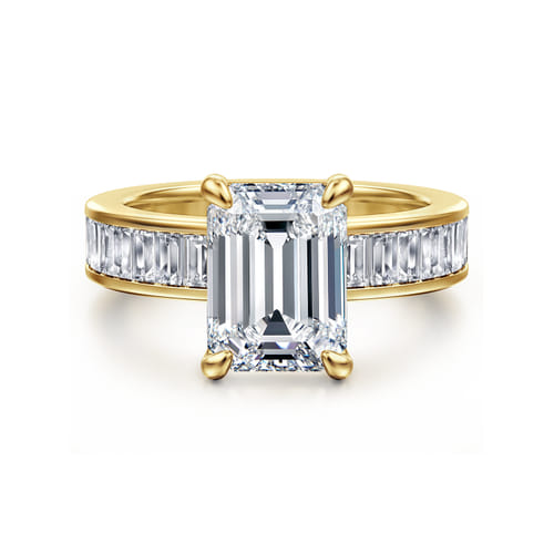 14K Yellow Gold Emerald Cut Diamond Engagement Ring