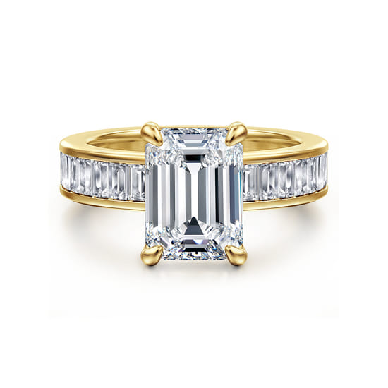 14K Yellow Gold Emerald Cut Diamond Engagement Ring