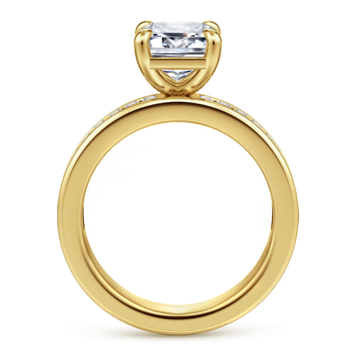 14K Yellow Gold Emerald Cut Diamond Engagement Ring