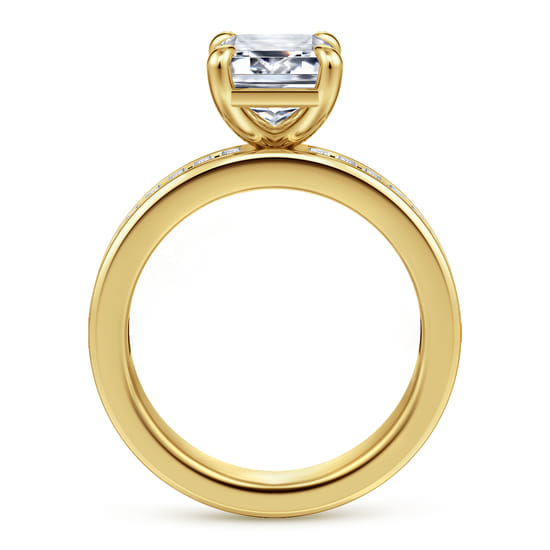 14K Yellow Gold Emerald Cut Diamond Engagement Ring angle 2