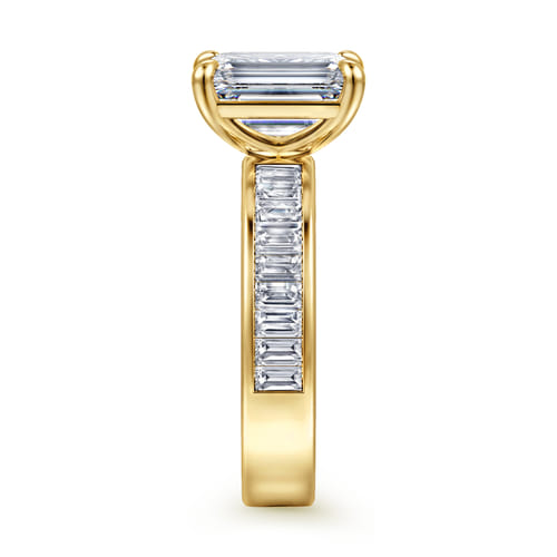 14K Yellow Gold Emerald Cut Diamond Engagement Ring