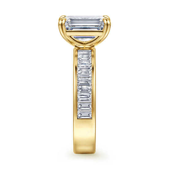 14K Yellow Gold Emerald Cut Diamond Engagement Ring angle 5
