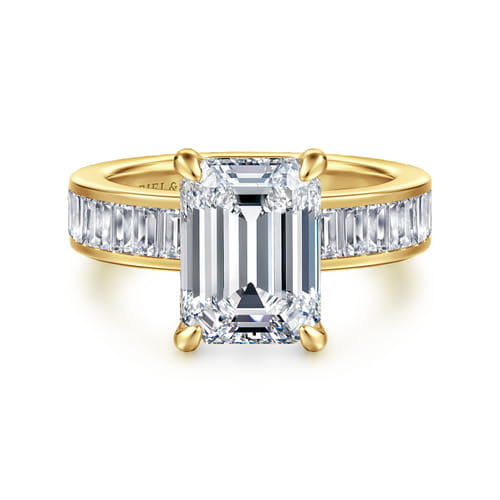 14K Yellow Gold Emerald Cut Diamond Engagement Ring