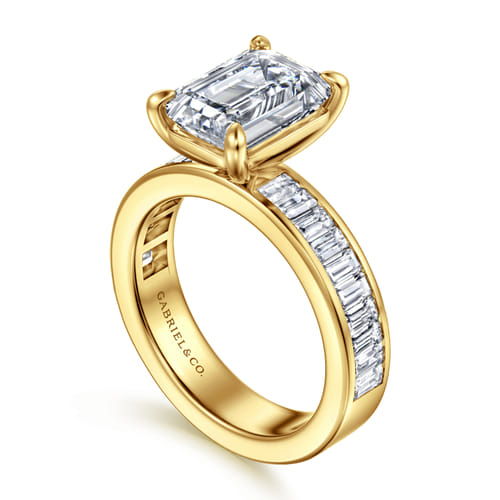 14K Yellow Gold Emerald Cut Diamond Engagement Ring