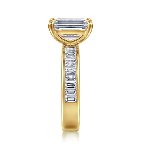 14K Yellow Gold Emerald Cut Diamond Engagement Ring